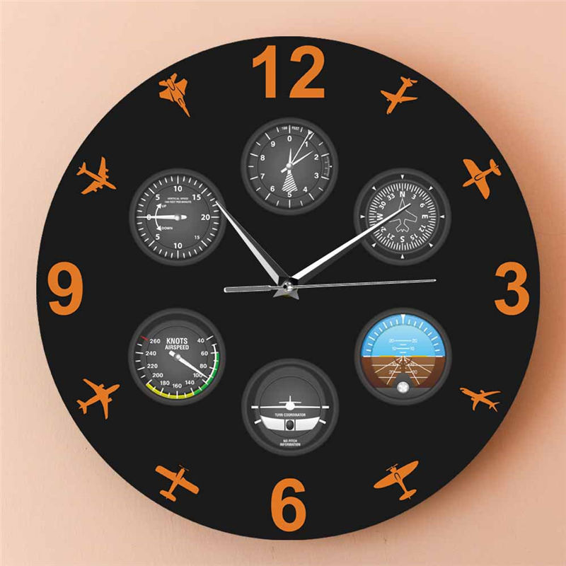 Aviation Pilot Modern Design Printing Wall Clock Flight Instrument Aviation Aircraft Decoration Clock Wall Clock Cross Border