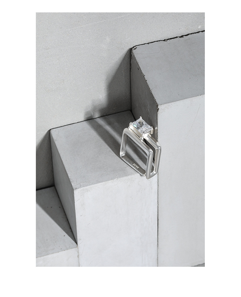 Casual Geometric Sterling Silver Plating Zircon Open Ring 1 Piece