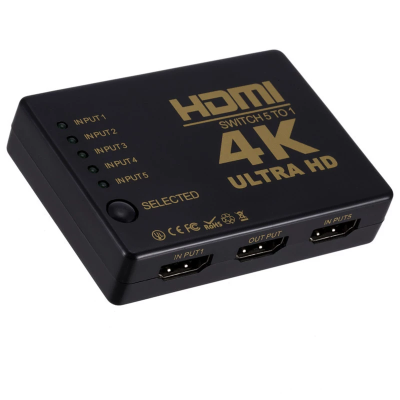 Пульт дистанционного управления 5 входов HDMI 5*1 прямоугольная лента переключатель поддерживает 4К*2К 5X1HDMI переключение высокое разрешение конверсия