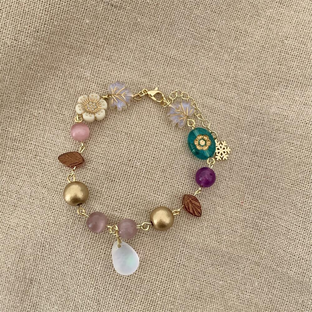 1 Piece Quantity IG Style Sweet Leaf Flower Acrylic Alloy Resin Lobster Trigger Clasp Closure Chain & Link Bracelets Wholesale