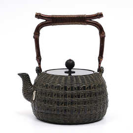 新款竹编老铁壶煮茶器手工铸铁无涂层烧水壶茶具电陶炉套装