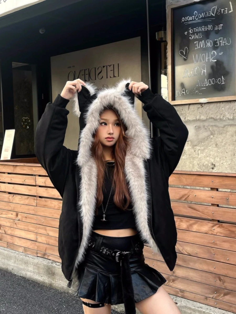 [Cross-Border Foreign Trade Exclusive, Millions in Stock] American Retro Style Mountain Eagle Fur Collar Cotton Jacket, Thickened for Winter