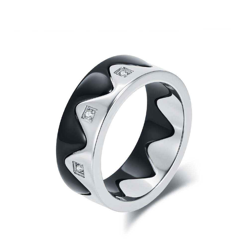 Bagues de couple détachables et combinables en acier titane, en forme de couronne, serties de diamants. Bijou de niche haut de gamme au design créatif._voghion.com