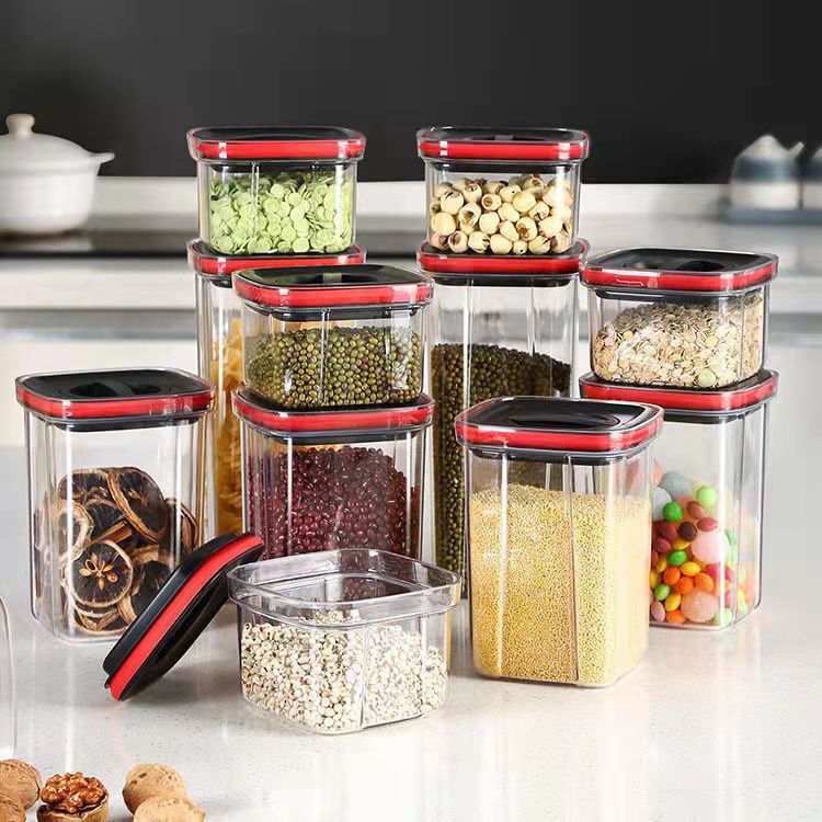 新品キッチンスパイラル収納缶五穀雑穀真空密封保冷箱透明収納缶収納密封缶|undefined