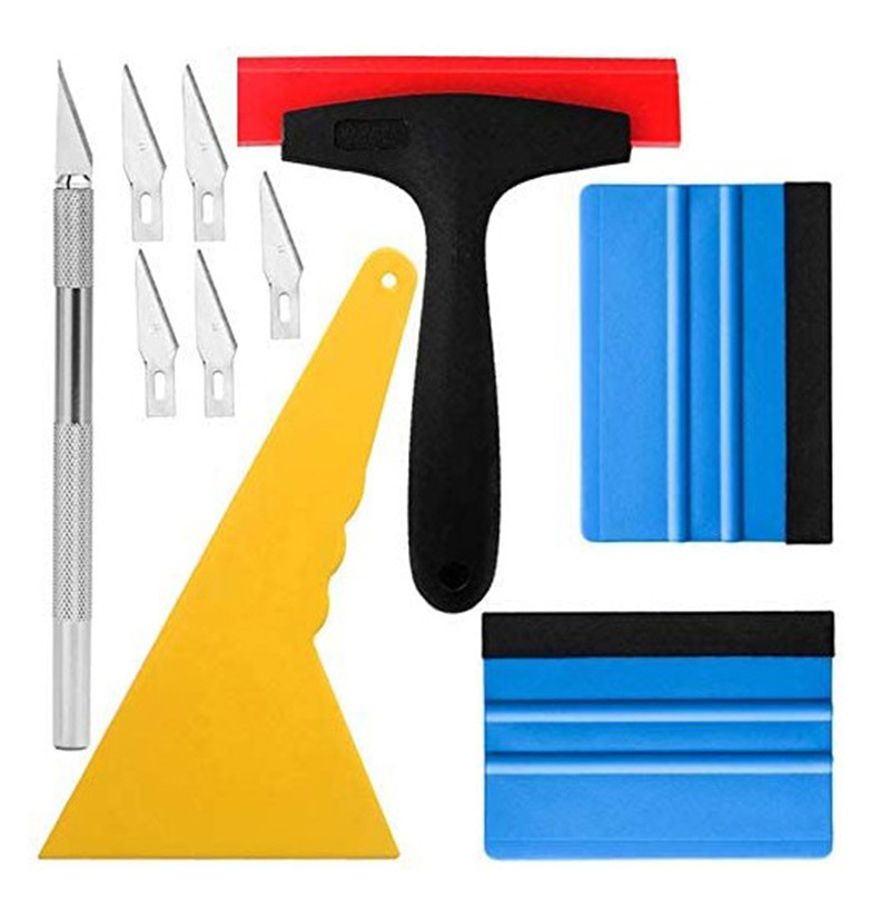 10件套双面刮汽车贴膜工具套件塑料三角刮铝合金材质雕刻刀具