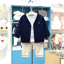 厂家直销韩国童装春秋款男童三件套装运动休闲风韩版儿童服装