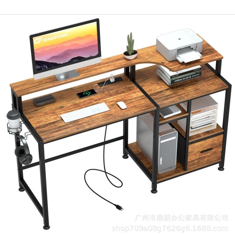 Simple Home Office Computer Desk with Storage Cloth Printer and Monitor Rack Desk Cross-Border Simple Home Office Computer Desk with Storage Cloth Printer and Monitor Rack Desk Cross-Border