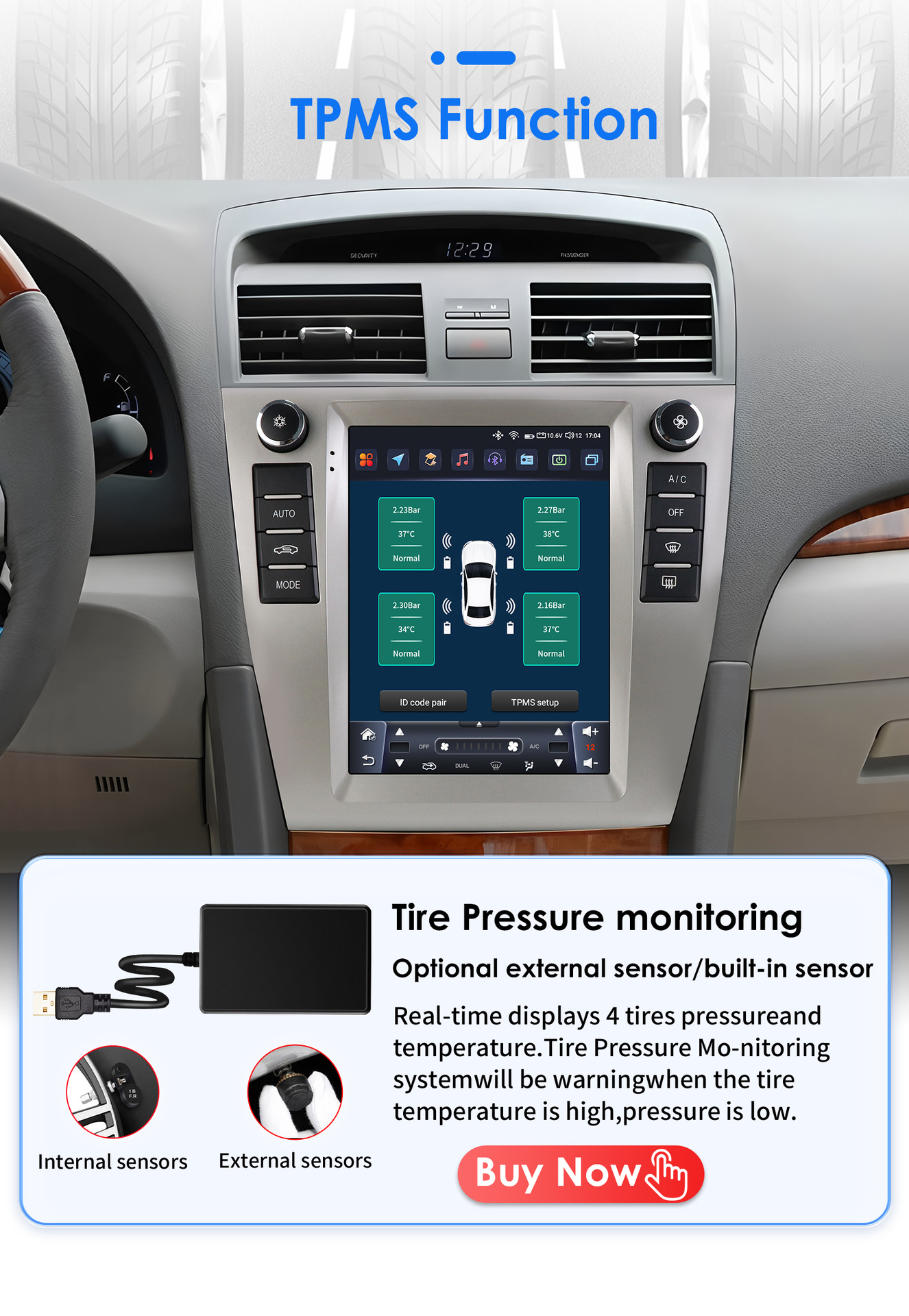 9.7inch Suitable for 06-11 Toyota Camry Android Car Bluetooth Vertical Screen Navigation Carplay