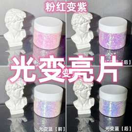 光变亮片紫外线变色diy流麻美甲亮片闪粉滴胶史莱姆金葱粉甲油胶