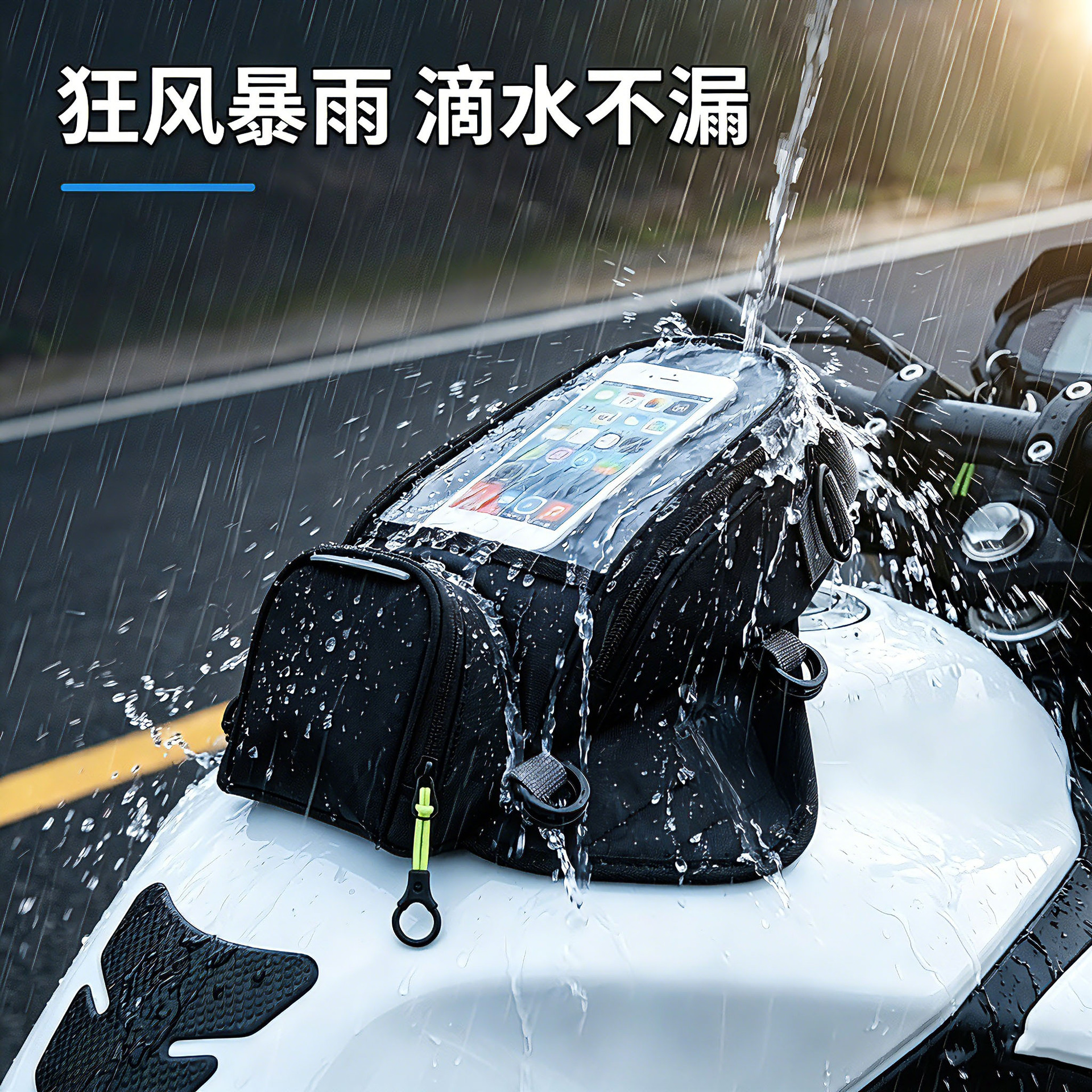 Off-road motorcycle waterproof fuel tank bag, motorcycle riding storage bag, transparent visible phone navigation holder