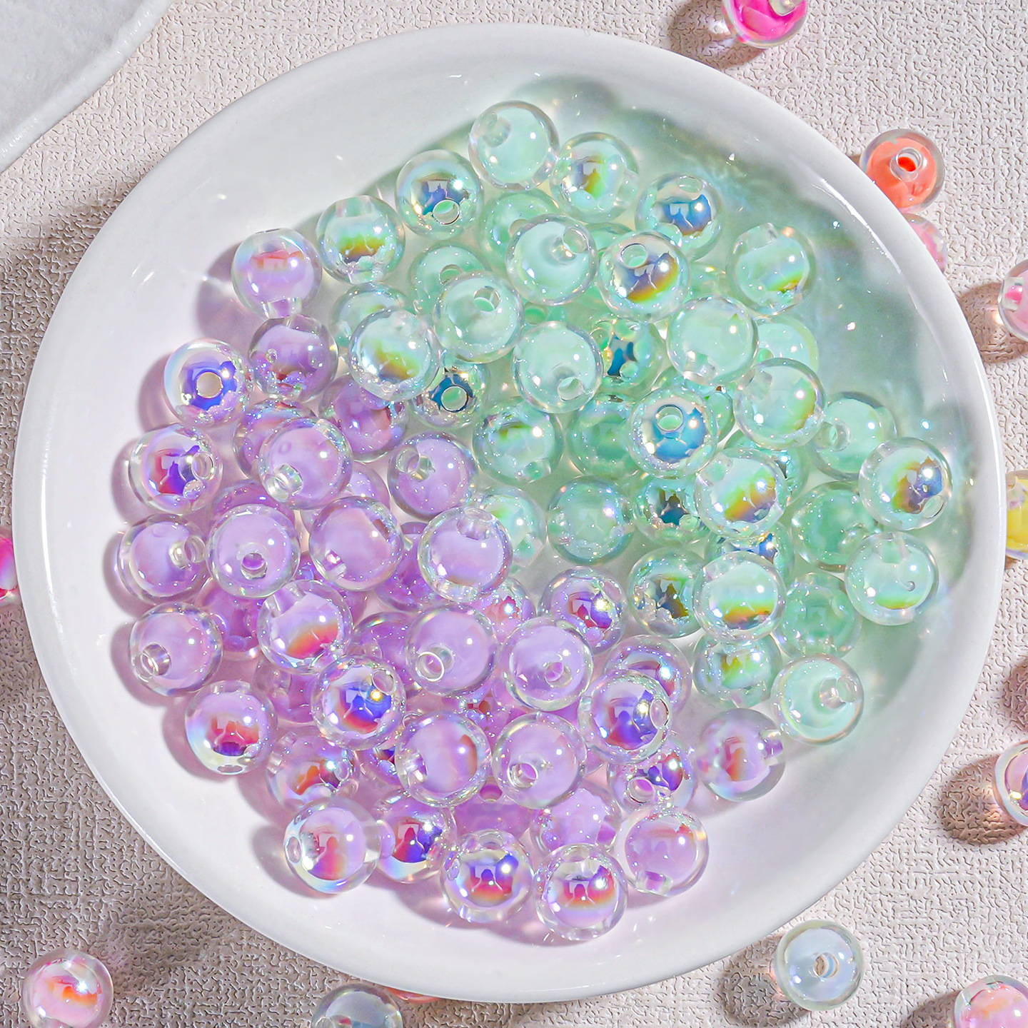 Caramelo de color interior transparente 1.5 cuentas redondas de orificio recto 10mm joyería de moda decoración de bricolaje cadena de teléfono móvil pulsera accesorios de decoración