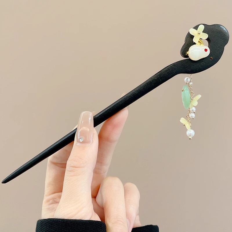 Horquilla de flores con flecos de estilo antiguo, temperamento femenino de alto nivel, escalón, horquilla de Hanfu, horquilla de cabello en la parte posterior de la cabeza, tocado de horquilla