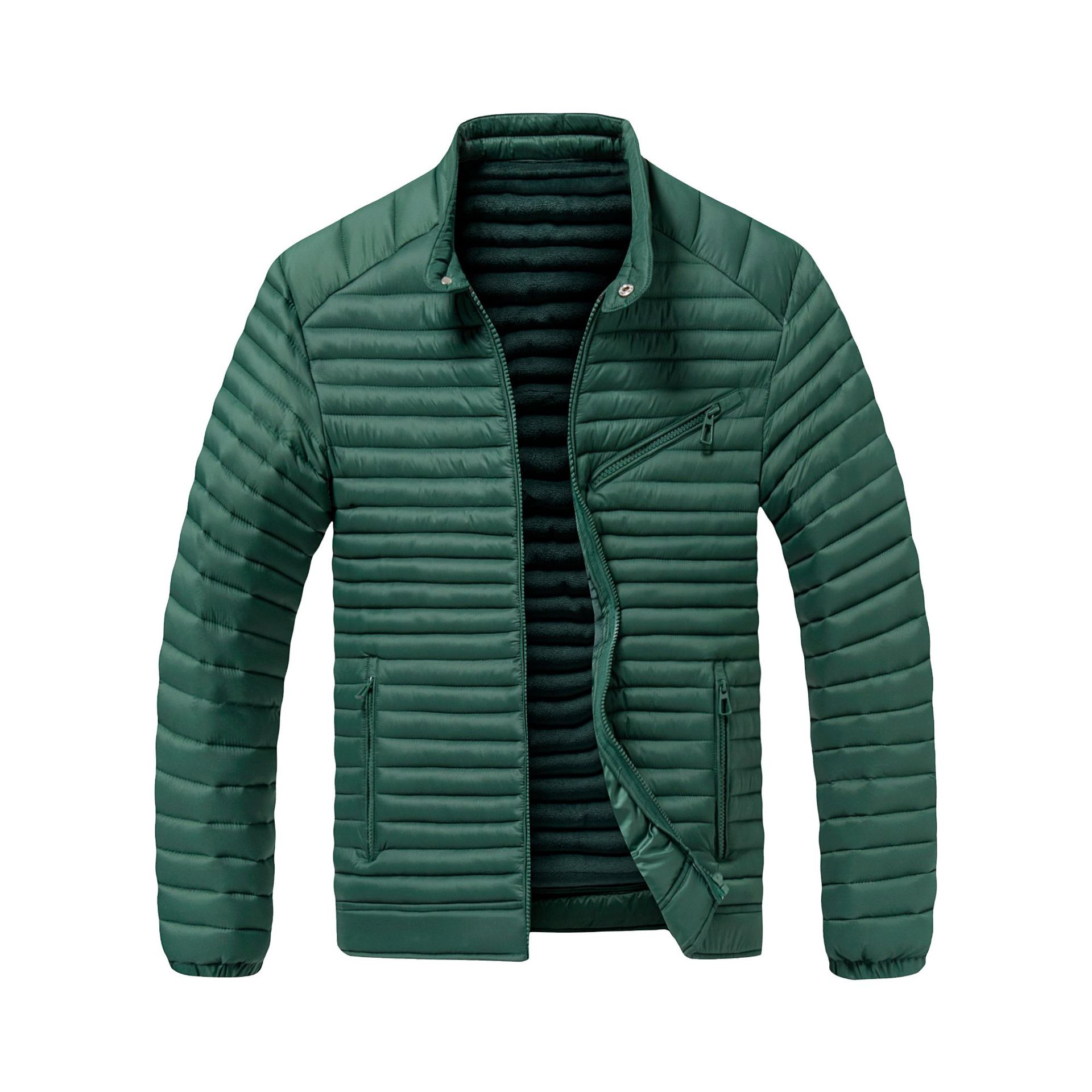 Cross-border European size ribbed cotton jacket, solid color lightweight cotton coat, outdoor jacket with hood, cold-proof winter clothing, lightweight cotton jacket for men