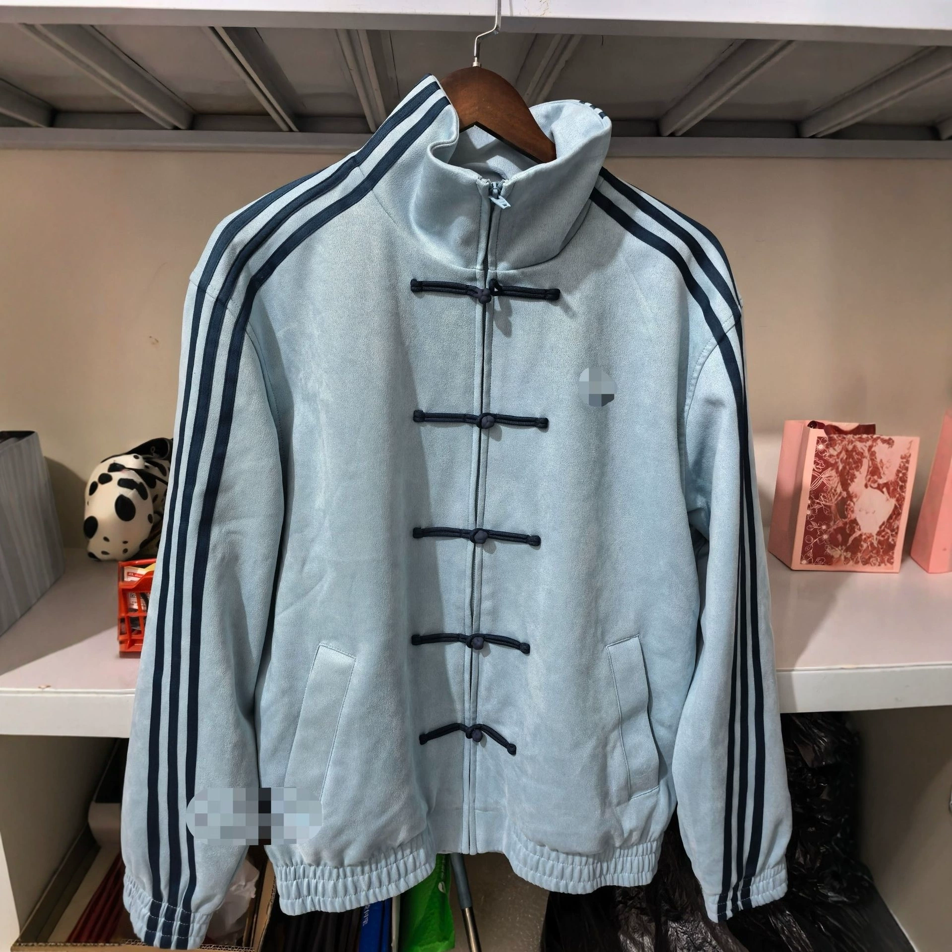 三条杠立领夹克拼接流行穿搭新中式盘扣感唐装上衣男女情侣同款