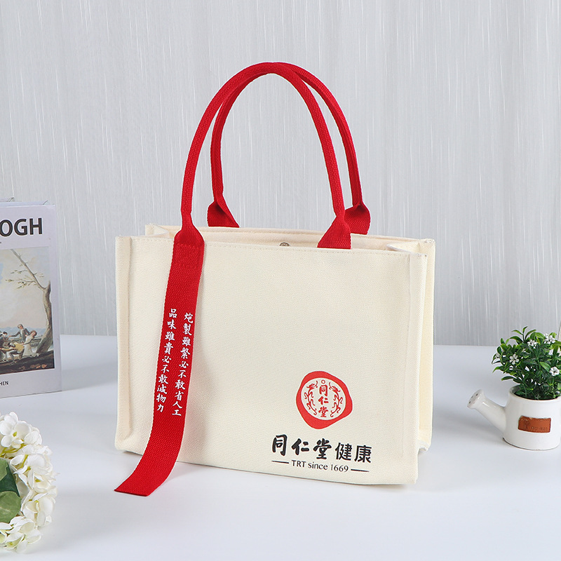 Bolso de tote de lona portátil tridimensional, logotipo impreso personalizado, publicidad, compras de gran capacidad, bolsa de regalo de lona cultural y creativa