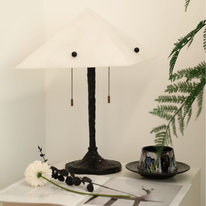 Old Money Style Imitation Marble Table Lamp, Medieval Retro Art Living Room Bedroom Bedside Lamp, Floor Lamp, Decorative Table Lamp
