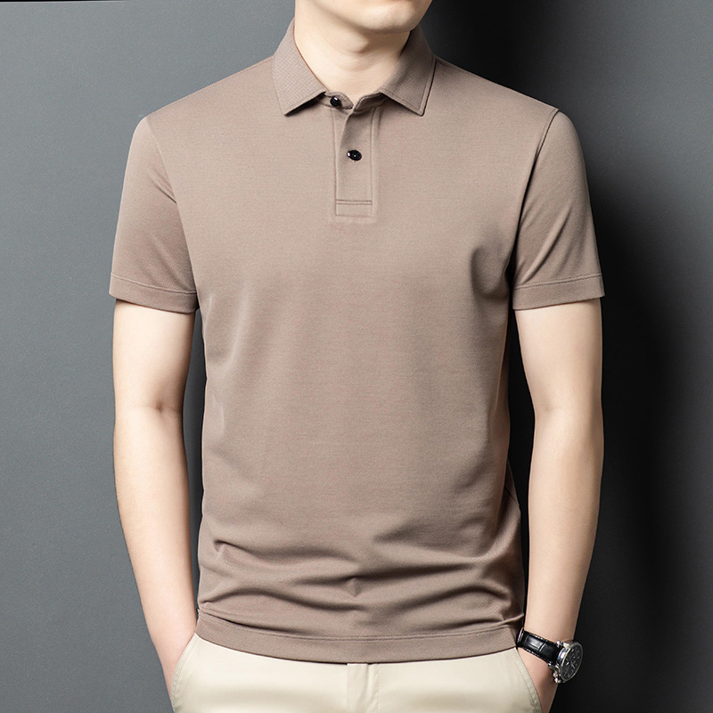 High-End Mulberry Silk Polo Shirt for Men 2026 Summer New Fashion Casual Middle-Aged Dad Lapel Polo Shirt T-Shirt High-End Mulberry Silk Polo Shirt for Men 2026 Summer New Fashion Casual Middle-Aged Dad Lapel Polo Shirt T-Shirt