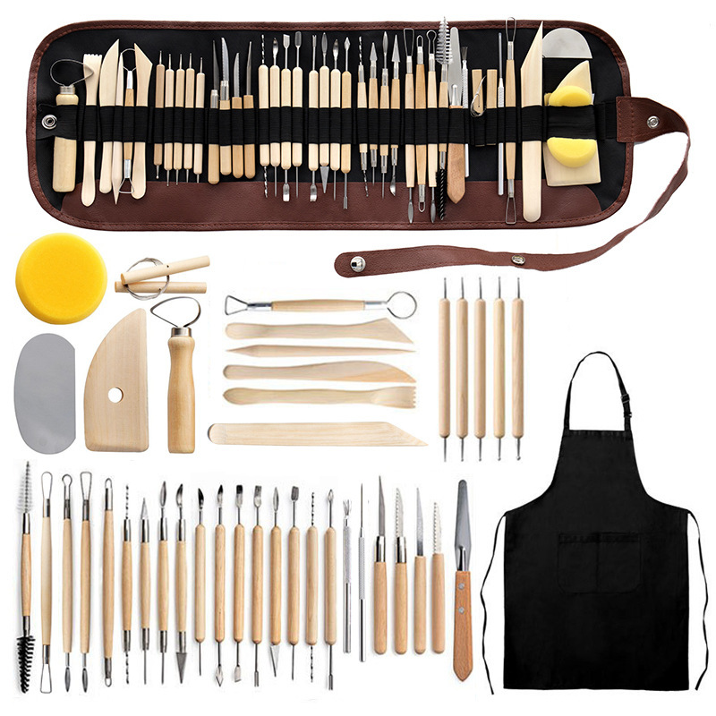 Herramientas de cerámica transfronterizas 42 piezas de conjunto de puntos de perforación cortina de lápiz siete agujas de envolvente cuchillo de escultura de arcilla de piedra plástica