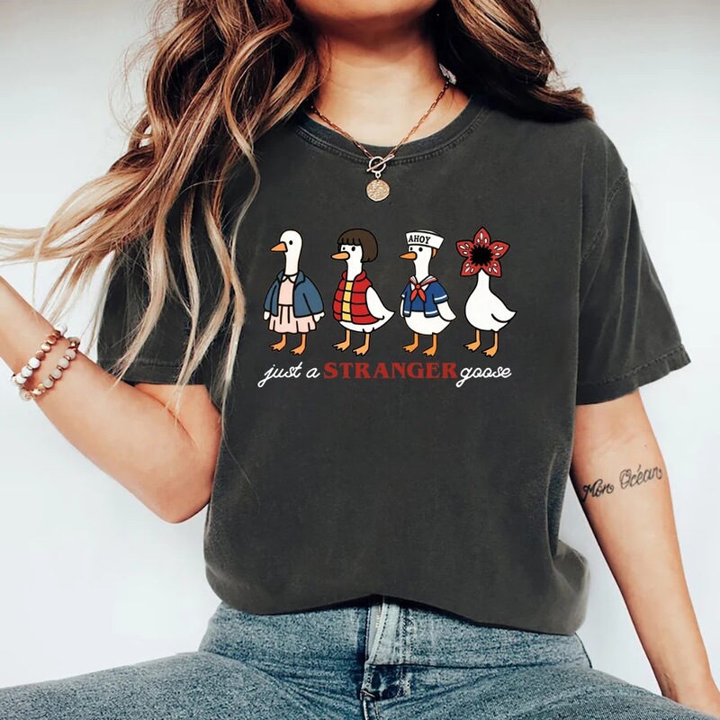 Just a Stranger Goose T-Shirt Funny Goose Parody Shirt Women's Short Sleeve Graphic T-Shirt Tv Series T-Shirt Just a Stranger Goose T-Shirt Funny Goose Parody Shirt Women's Short Sleeve Graphic T-Shirt Tv Series T-Shirt