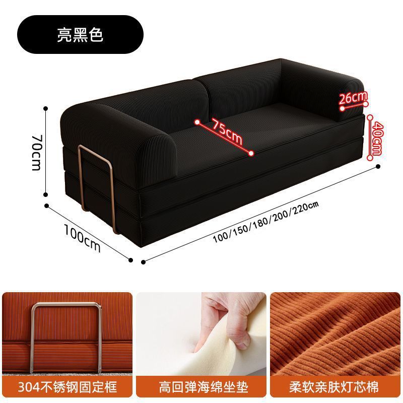 Sofá cama de tela comprimida sofá perezoso sala de estar pequeño dormitorio plegable desmontable doble triple doble lujo ligero