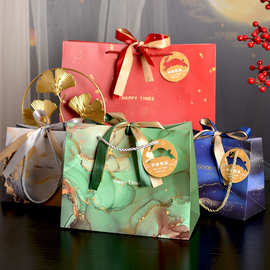 中秋礼品袋散装月饼包装袋手提袋送双丝带吊牌现货袋子量大优惠