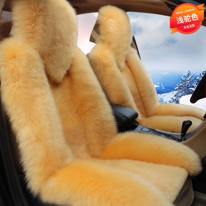 Winter wool car seat cushion plush seat cover pure wool long hair winter wool pad warm thickened car mat popular online