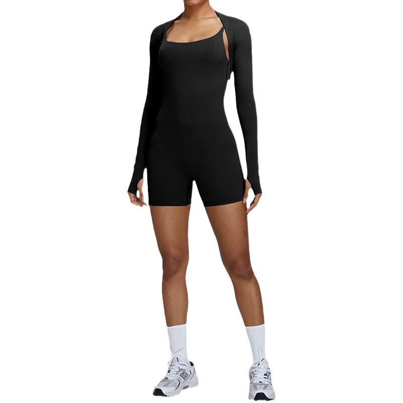 Transfronterizo nuevo mono desnudo traje de yoga ropa traje de mujer de moda deportes chal Sling mono traje de fitness