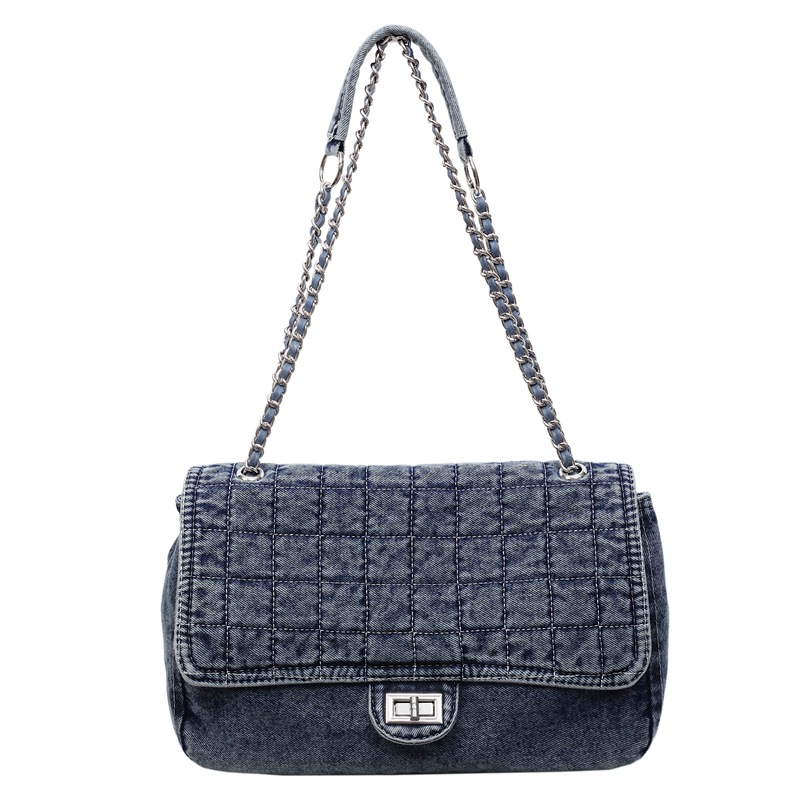 Jean retro hombro tote bag mujer 2025 nueva moda transfronteriza alta capacidad de alta calidad cadena mochila