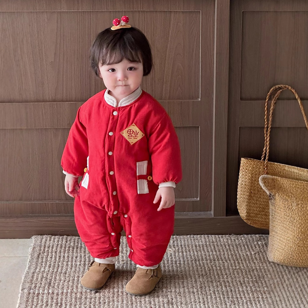Ropa de algodón para bebés, ropa de invierno para bebés, ropa de invierno para bebés, ropa de Año Nuevo para niños recién nacidos, chaqueta acolchada de Año Nuevo, ropa acolchada de invierno para niños