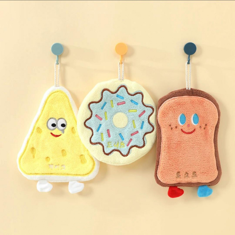 Cute absorbent hand towel, hanging bathroom towel, thickened cartoon hand towel for the bathroom