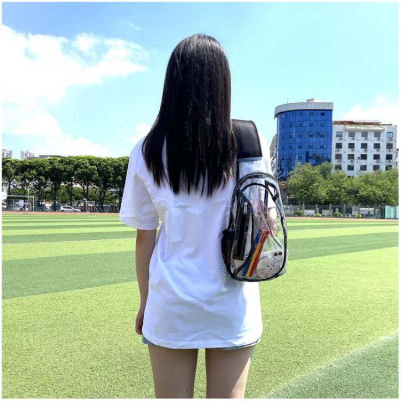 Amazon nuevo stock PVC backpack transparente mochila de pecho casual para estadios de senderismo o conciertos