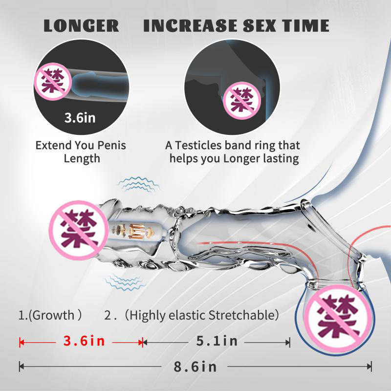 Vibrating Wolf-Tooth Delay Sleeve, Textured Lock-On Penis Extender for Couples — detail image 15