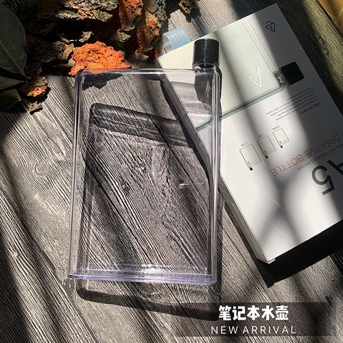 A4 water cup 750ml flat plastic cup flat kettle creative notebook fall-resistant gift large capacity kettle for students