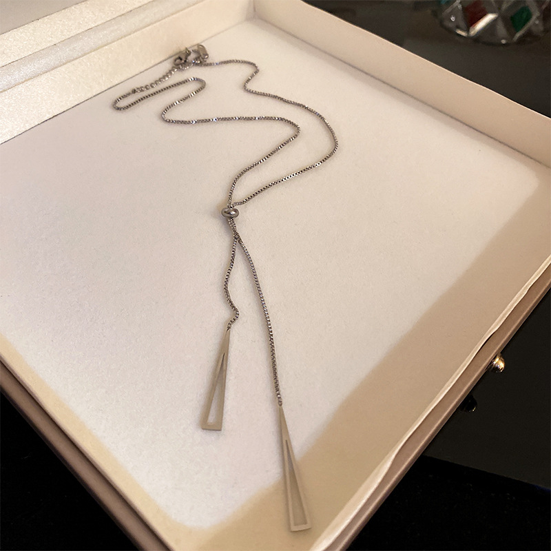 欧美跨境几何水滴高级感项链小众气质冷淡风毛衣链秋冬新款饰品女详情7