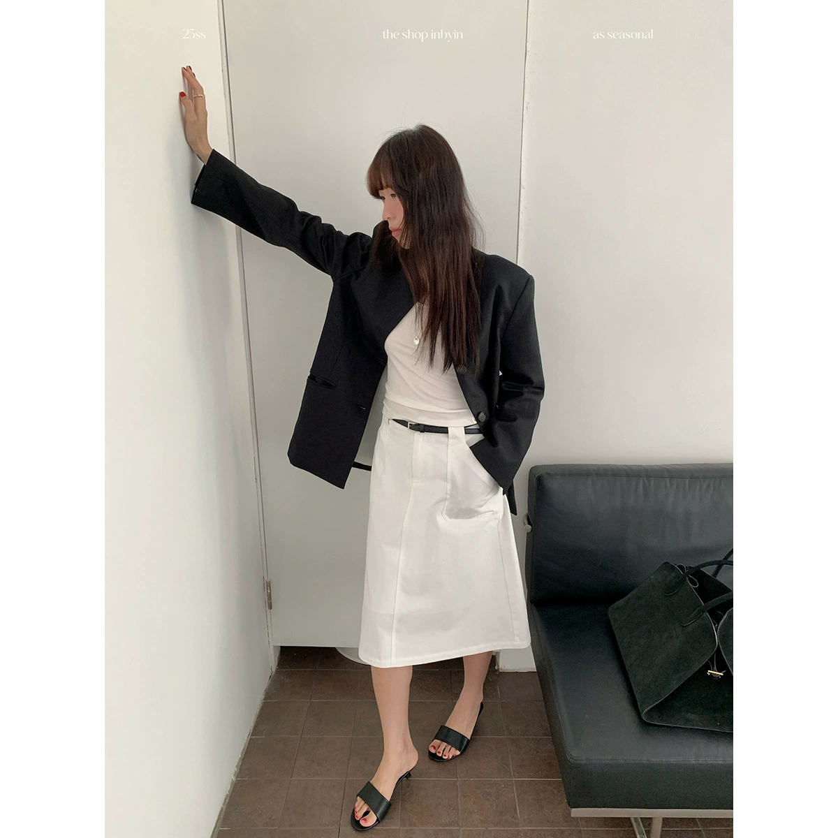 Yi En Ou inbyinclean fit тонкая юбка из афа женская женская весенняя юбка с высокой талией