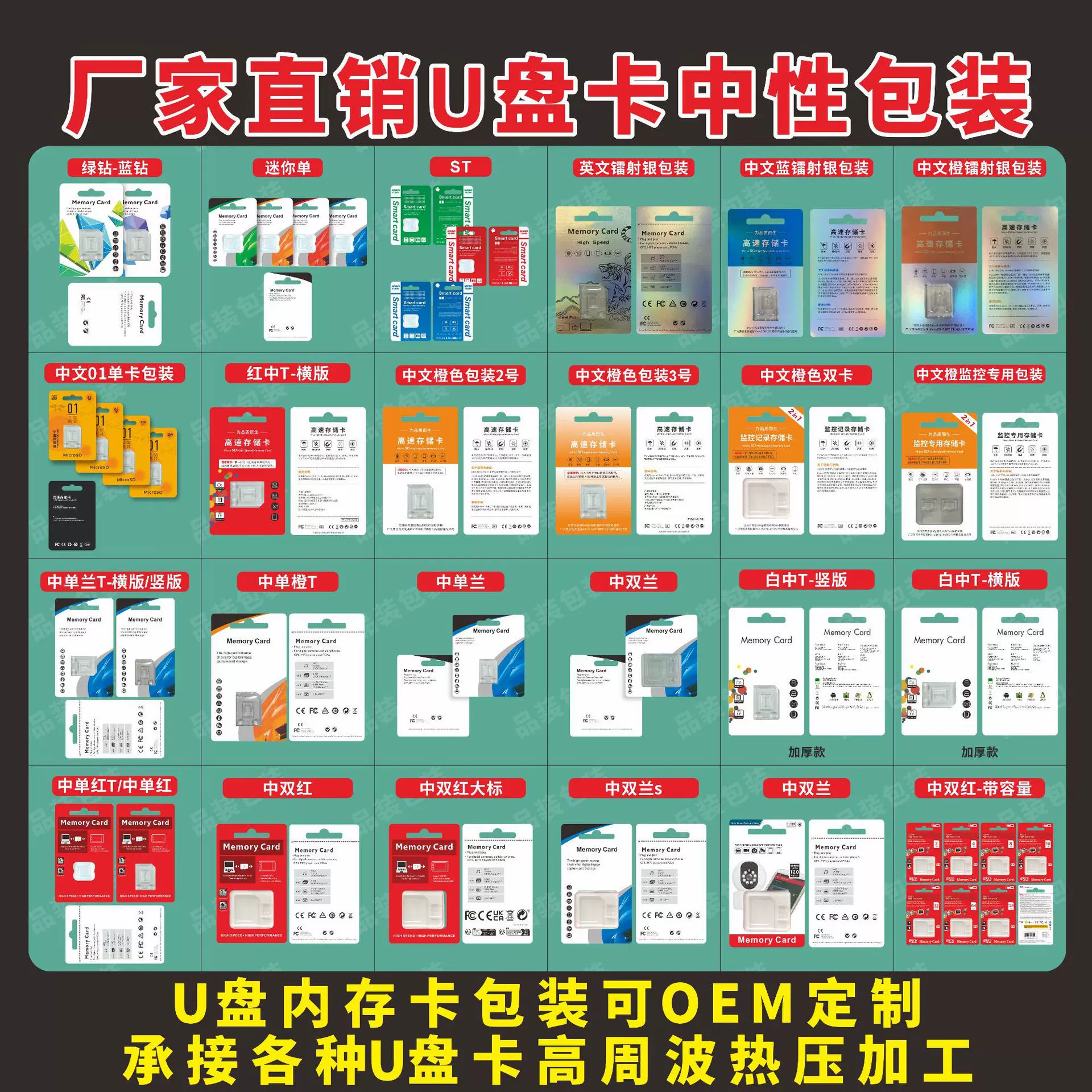 现货批发高速内存卡包装盒卡纸吸塑安防监控TF卡收纳包装盒卡套