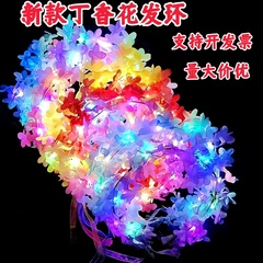 发光花环夜市深系花环发箍ins夏威夷丁香花头饰灯带发饰发光玩具
