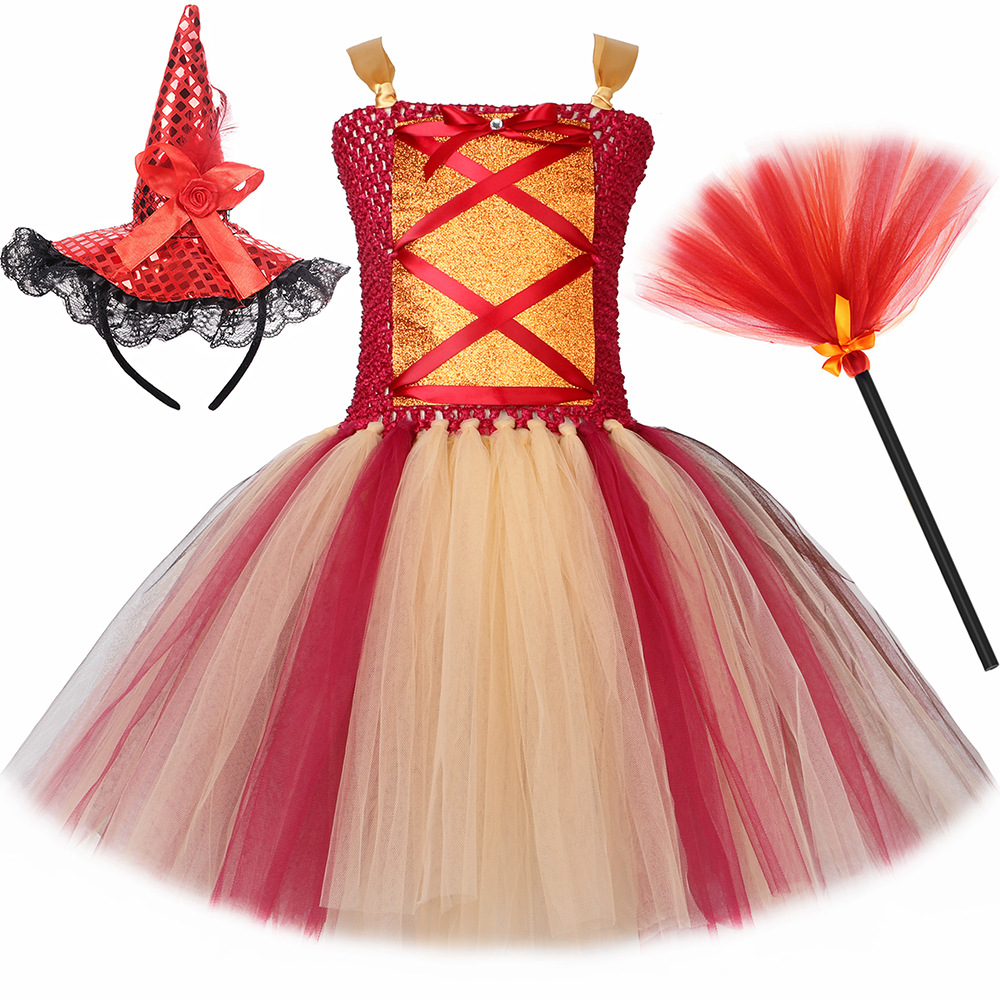Kid's Clothing children's clothing children's Halloween witch costumes Witch is also crazy role playing mesh tulle skirt_voghion.com
