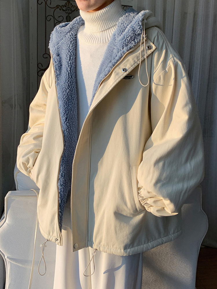 Cordero de lana de algodón acolchado abrigo de los hombres forrado de lana engrosada 2022 invierno nuevo abrigo casual marca de moda coreano de algodón acolchado abrigo de algodón acolchado ropa de abrigo