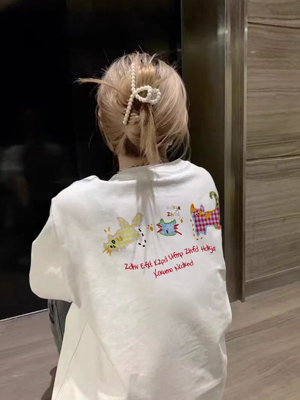 ピュアコットン半袖Tシャツ女性用2025夏新作人気デザインニッチアメリカンルーズラージボード半袖Tシャツ|undefined