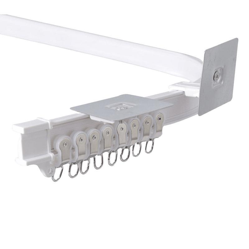 Carril de cortina sin agujeros de montaje carril deslizante silencioso lateral montaje superior accesorios de cortina carril curvo polea carril adhesivo barra de cortina