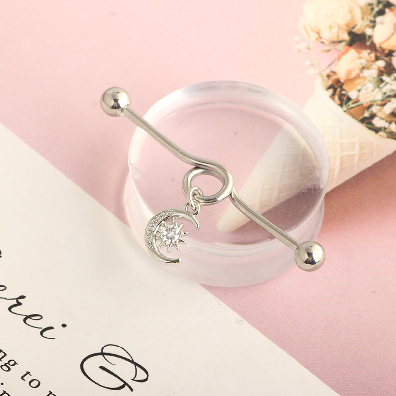 2022 Cross Love Ear Long Rod Earrings Piercing Jewelry Industrial Long Ear Rod Ear Bone Nails detail image 12