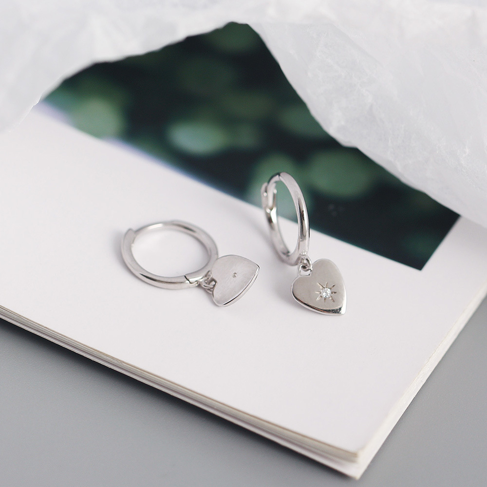 Heart Fashion 925 Sterling Silver Gem Plating Earrings display picture 9