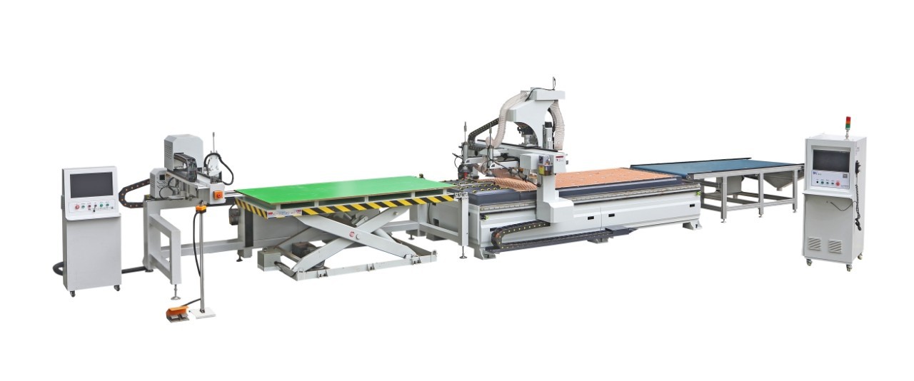 CNC数控开料机配自动贴标自动上下料平台CNC开料机