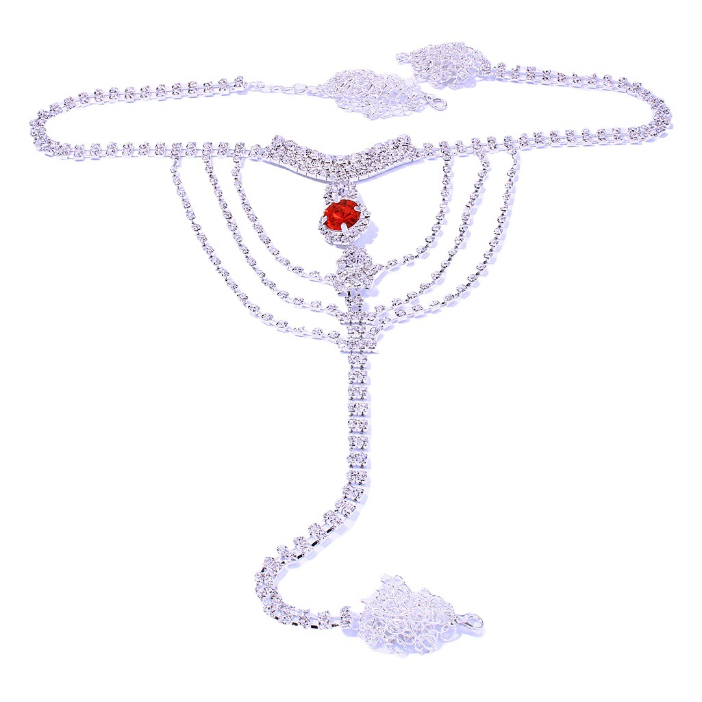 Joyería transfronteriza europea y americana ronda rubí cadena del cuerpo del bikini sexy discoteca rhinestone cadena de la ropa interior