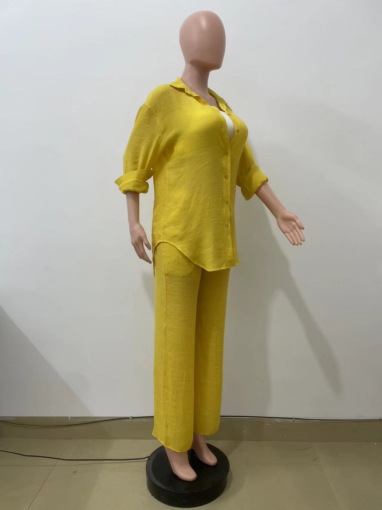 Women Clothing Spring Autumn Casual Long Sleeve Shirt Straight Leg Pants Two Piece Set 10 Women Clothing Spring Autumn Casual Long Sleeve Shirt Straight Leg Pants Two Piece Set