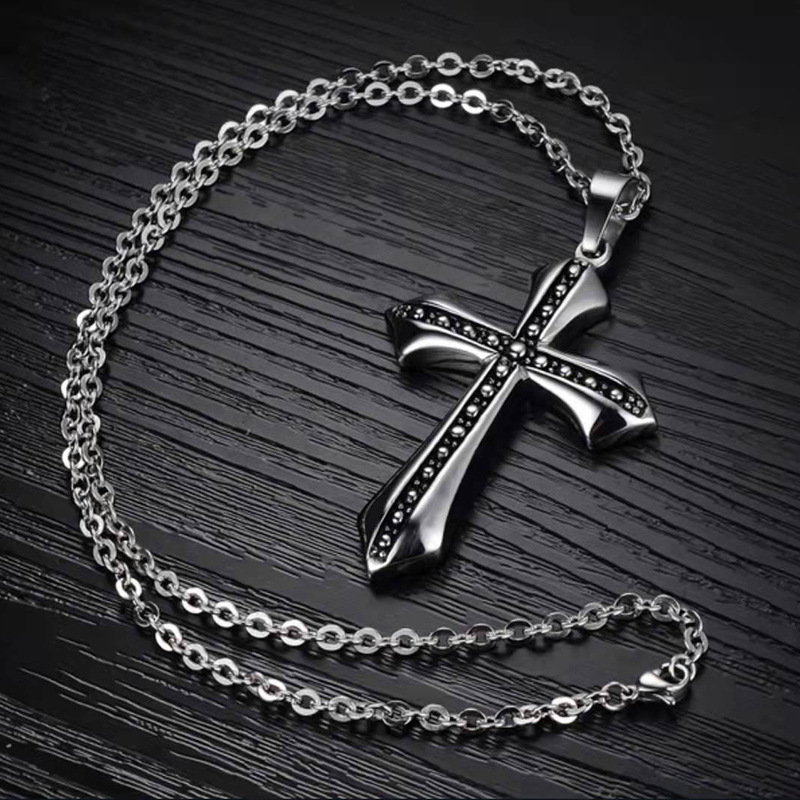 Punk Cross Alliage Placage Hommes Pendentif Collier 1 Pièce display picture 3