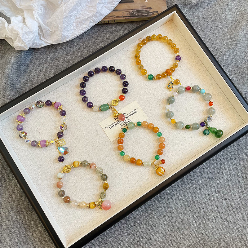 Chinese Style Natural Stone Crystal Bracelet, Light Luxury and High-End Feel, Exquisite Small Jewelry for Women, Ladies' Bracelet