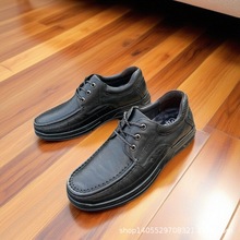 2025热销新款头层牛皮系带休闲皮鞋舒适按摩软底大码休闲男皮鞋