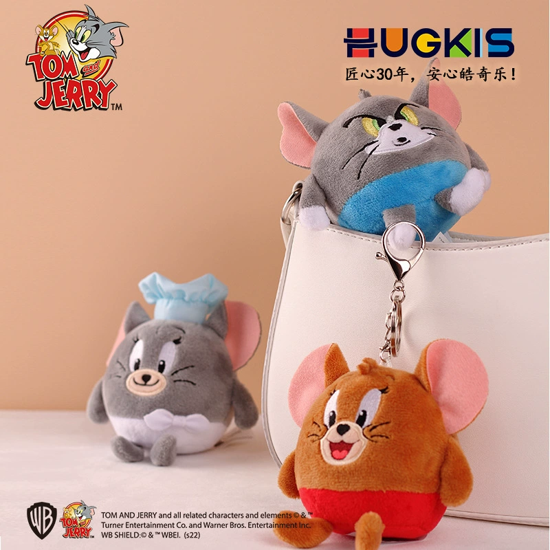 Genuine cute doll, plush toy, pendant, funny cartoon keychain, bag, accessory, cat-and-mouse game